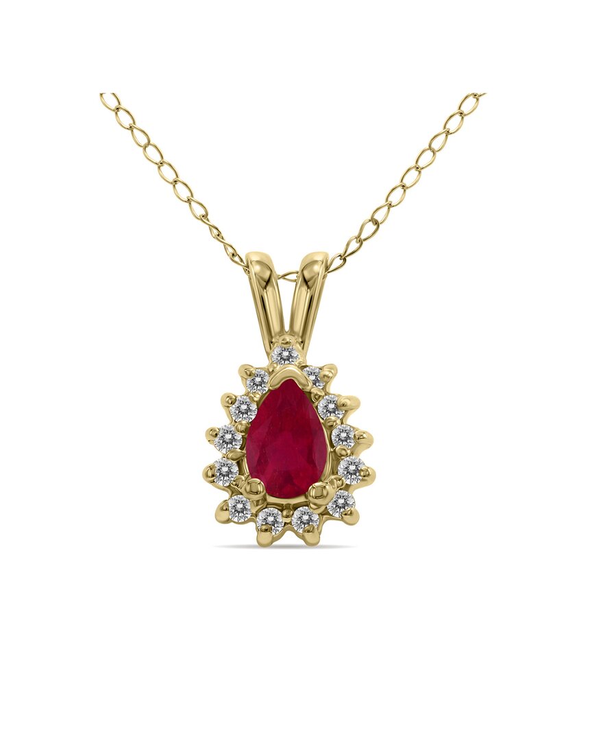 Gemstones 14k 0.15 Ct. Tw. Diamond & Ruby Necklace