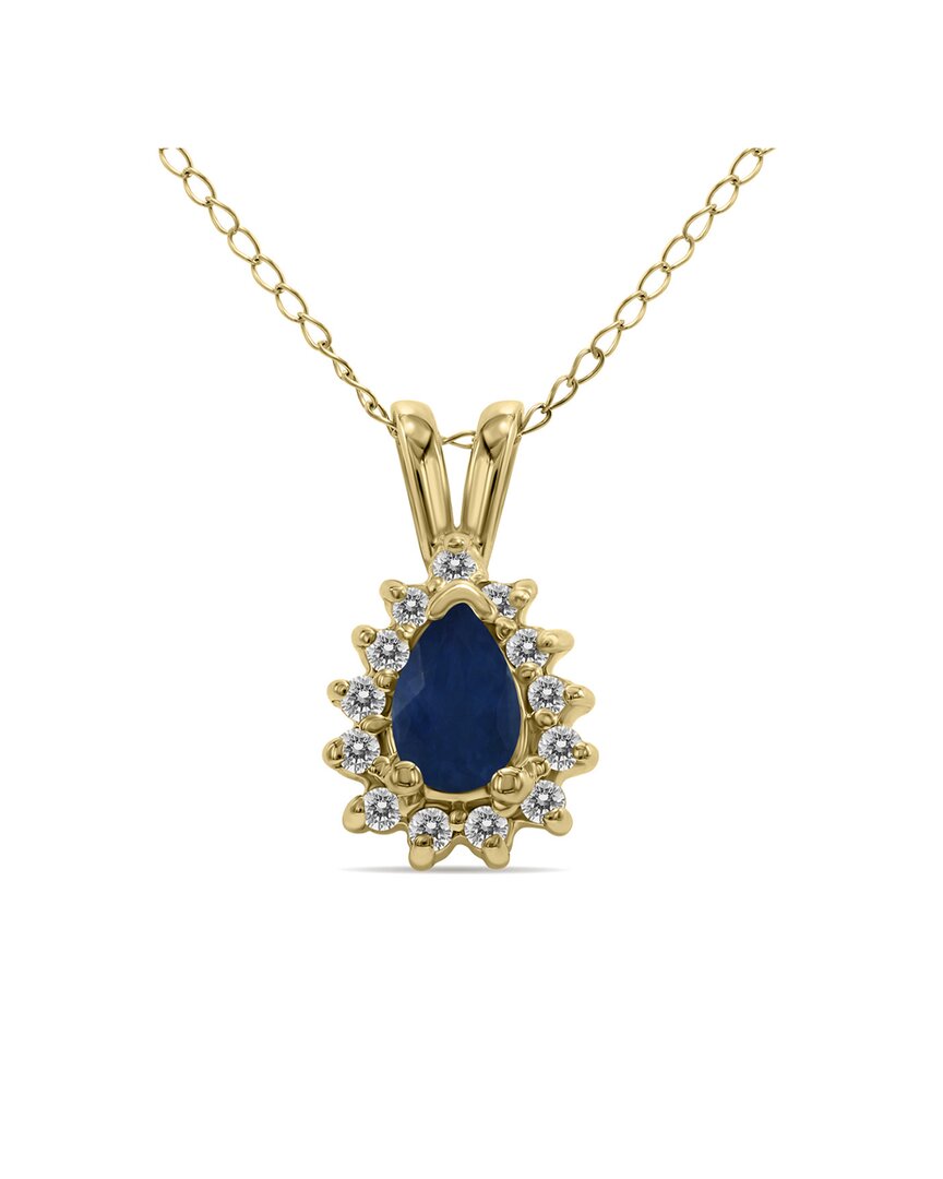Gemstones 14k 0.15 Ct. Tw. Diamond & Sapphire Necklace