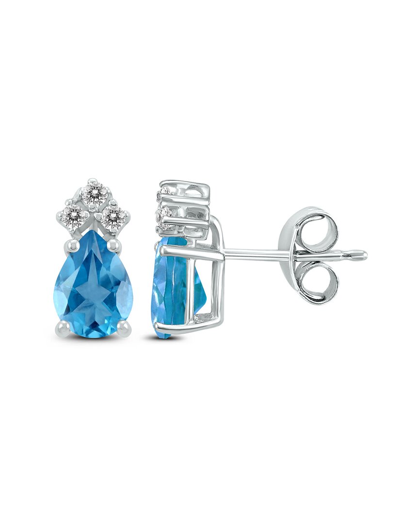Gemstones 14k 2.40 Ct. Tw. Diamond & Blue Topaz Earrings