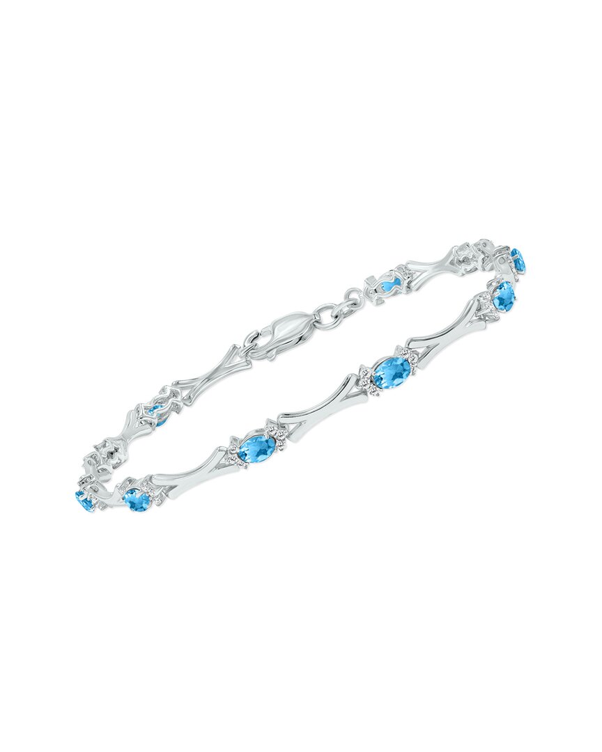 Gemstones Silver 1.86 Ct. Tw. Diamond & Blue Topaz Bracelet