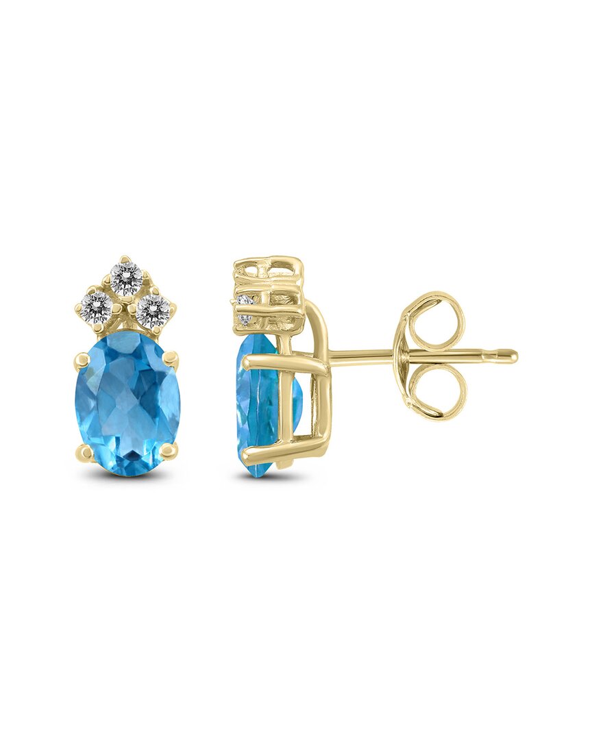 Gemstones 14k 1.70 Ct. Tw. Diamond & Blue Topaz Earrings
