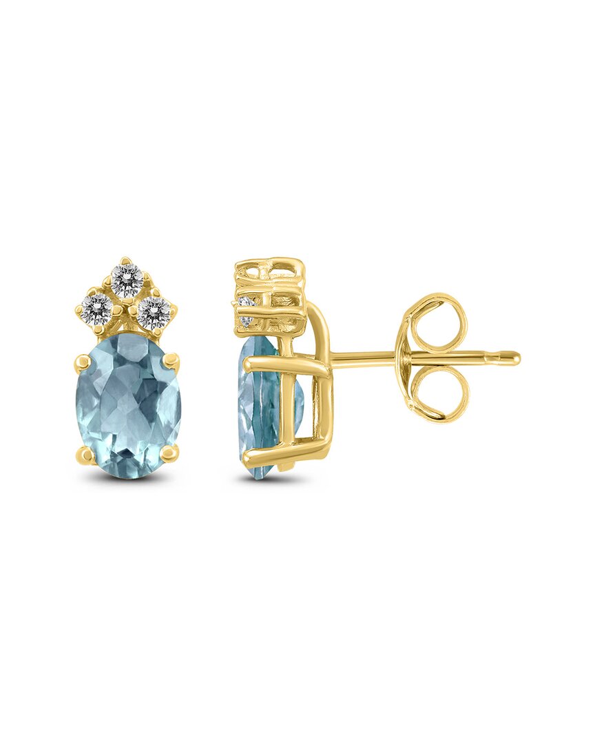 Gemstones 14k 0.54 Ct. Tw. Diamond & Aquamarine Earrings