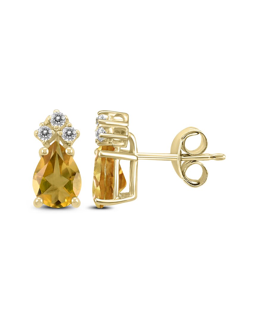 Gemstones 14k 1.60 Ct. Tw. Diamond & Citrine Earrings
