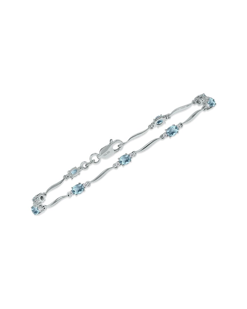 Gemstones Silver 1.59 Ct. Tw. Diamond & Aquamarine Bracelet