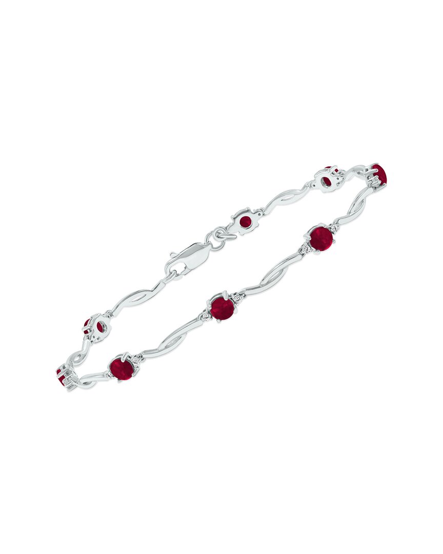 Gemstones Silver 1.52 Ct. Tw. Diamond & Ruby Bracelet