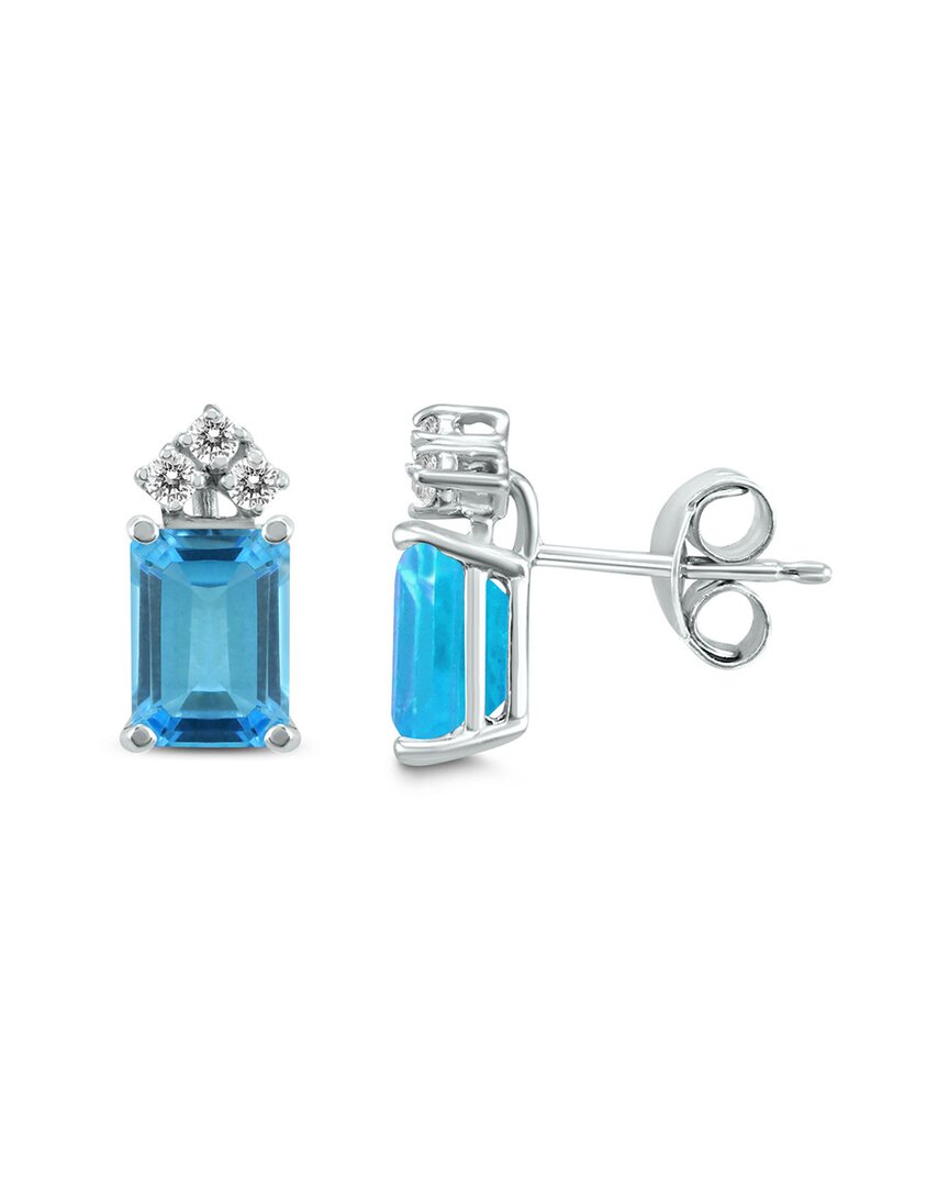 Gemstones 14k 1.00 Ct. Tw. Diamond & Blue Topaz Earrings