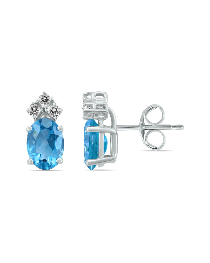 Gemstones 14k 1.30 Ct. Tw. Diamond & Blue Topaz Earrings
