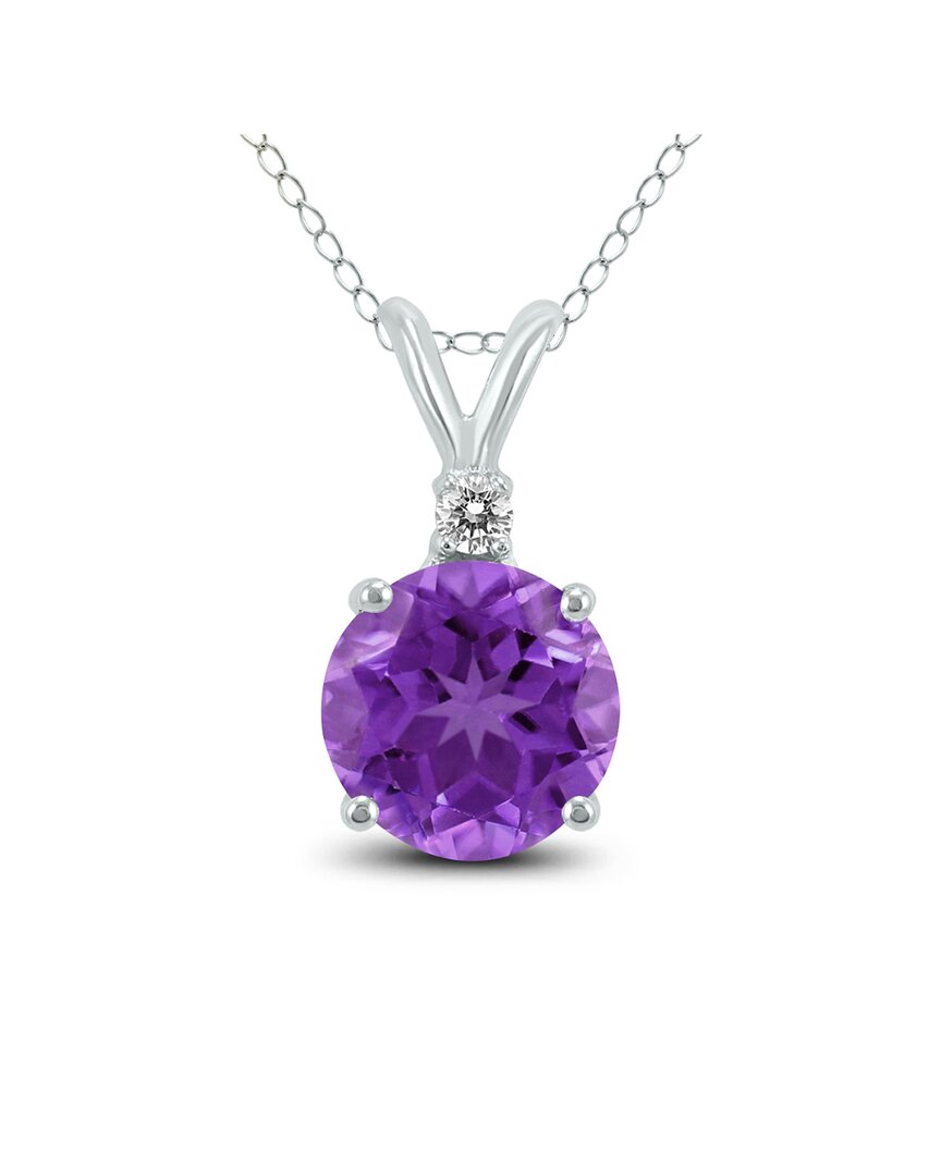 Gemstones 14k 1.55 Ct. Tw. Diamond & Amethyst Necklace