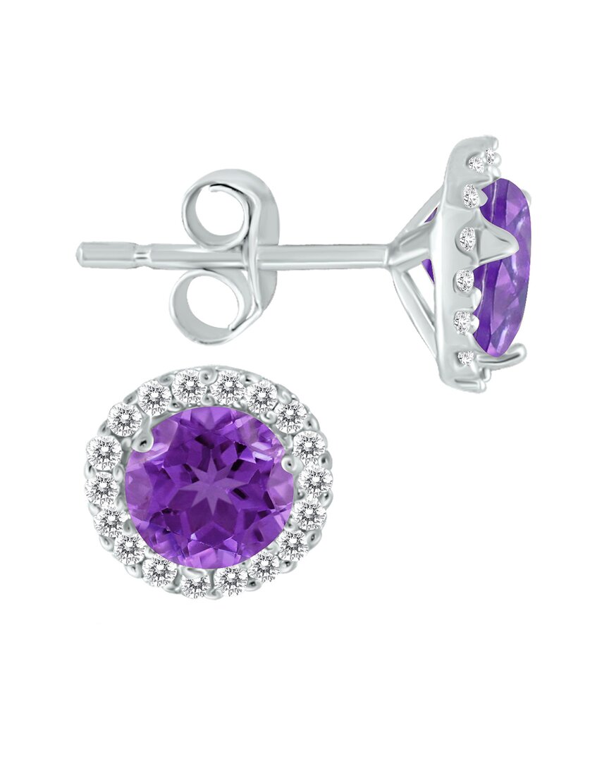 Gemstones 14k 1.01 Ct. Tw. Diamond & Amethyst Earrings