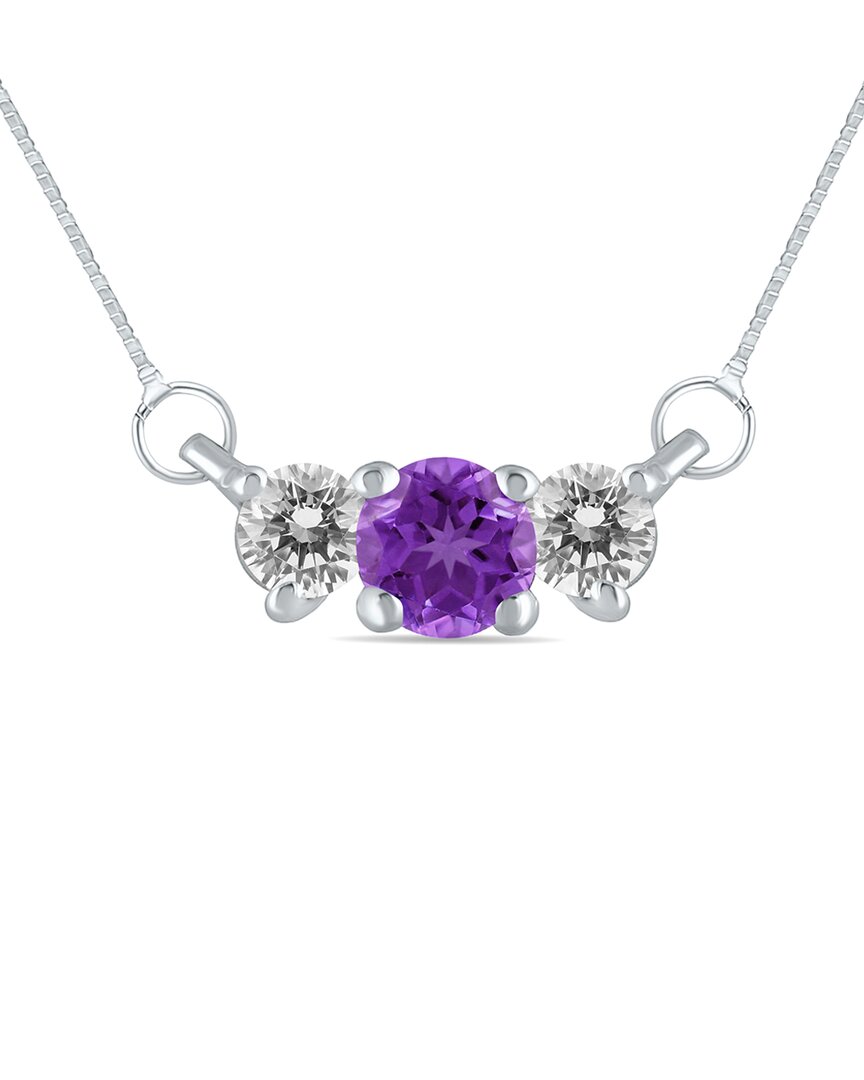 Gemstones 14k 0.46 Ct. Tw. Diamond & Amethyst Necklace