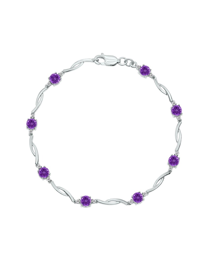 Gemstones Gem Spark Silver 1.52 Ct. Tw. Diamond Amethyst Tennis Bracelet