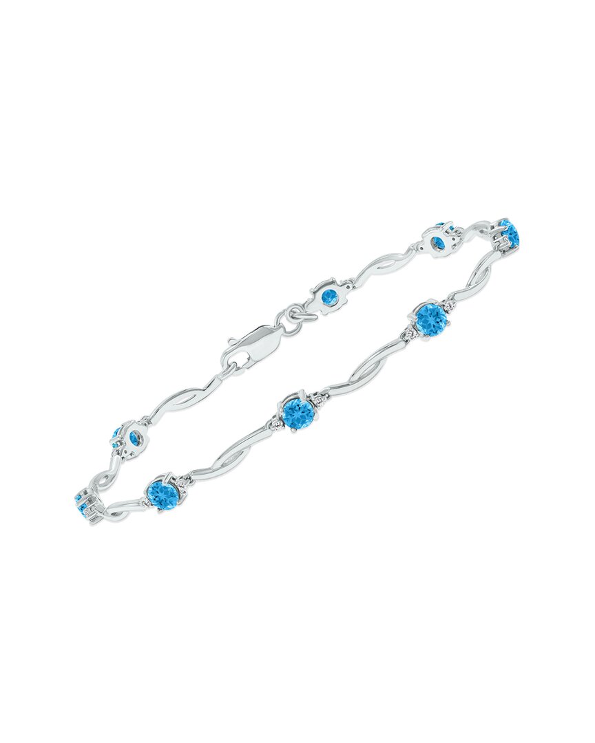 Gemstones Silver 1.52 Ct. Tw. Diamond & Blue Topaz Bracelet