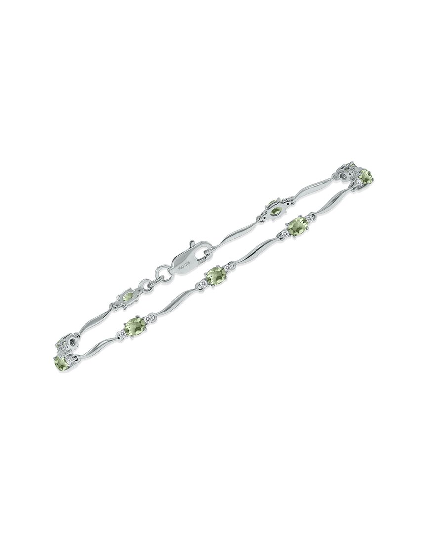 Gemstones Silver 1.59 Ct. Tw. Diamond & Green Amethyst Bracelet