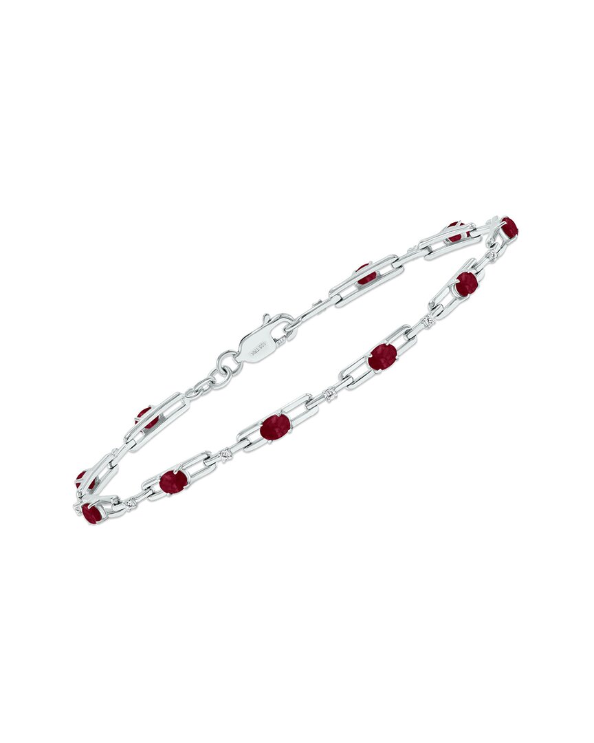 Gemstones Silver 1.61 Ct. Tw. Diamond & Ruby Bracelet