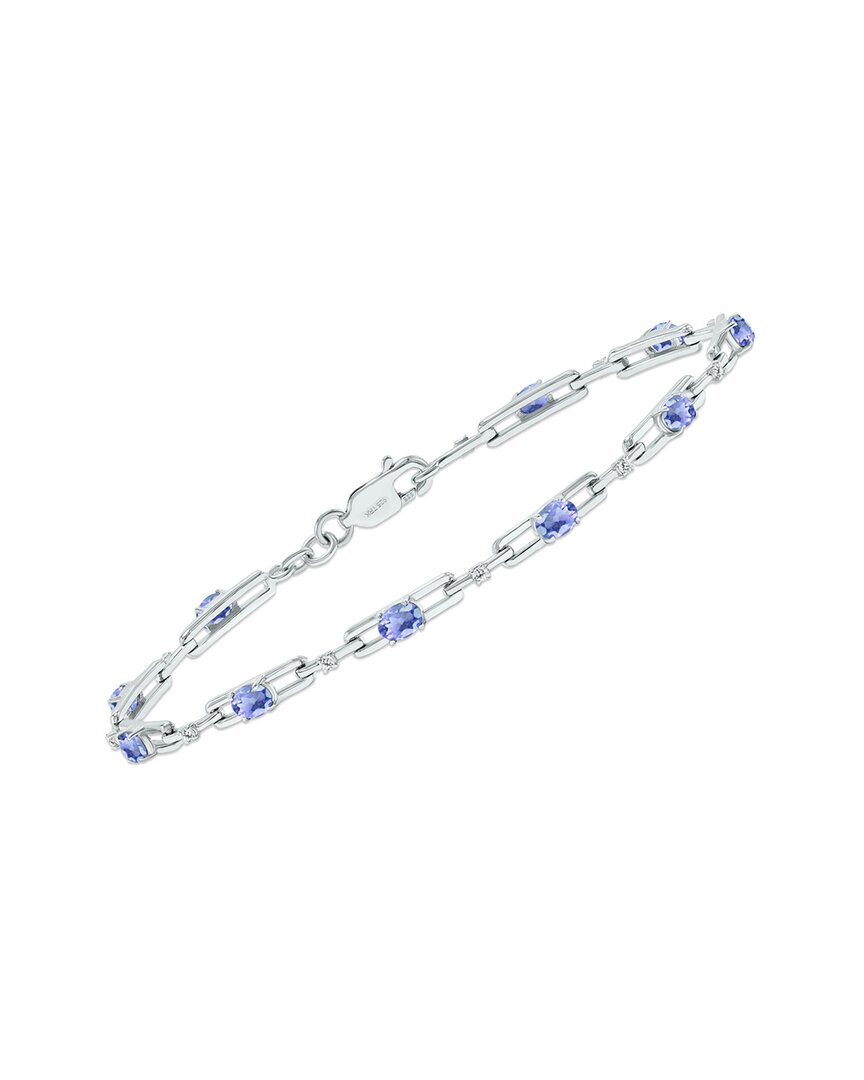Gemstones Silver 1.61 Ct. Tw. Diamond & Tanzanite Bracelet