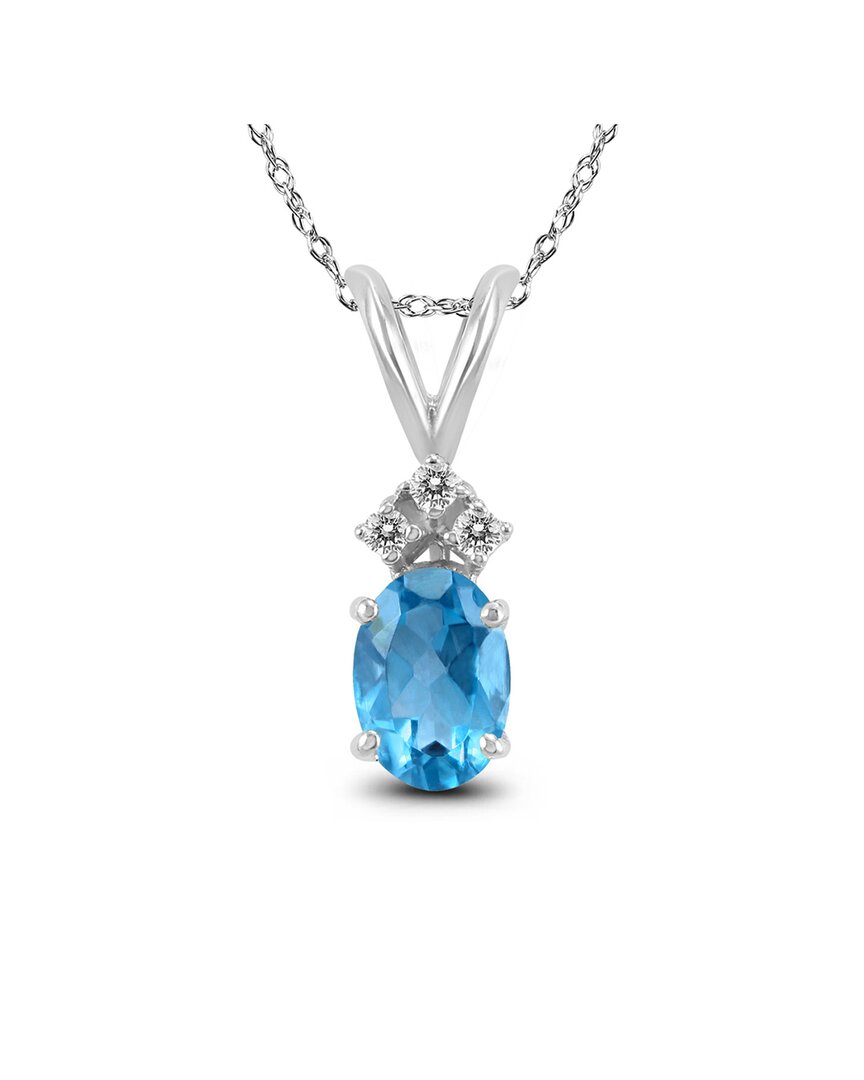 Gemstones 14k 1.51 Ct. Tw. Diamond & Blue Topaz Necklace