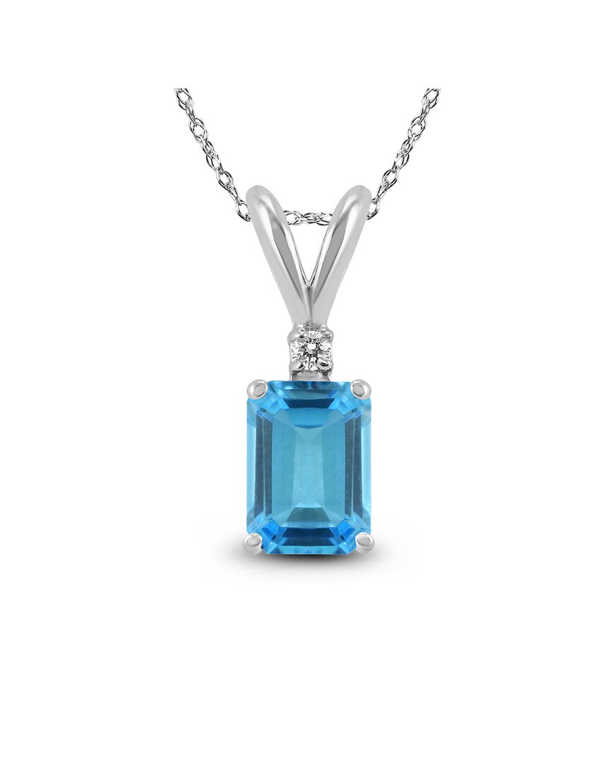Gemstones 14k 1.22 Ct. Tw. Diamond & Blue Topaz Necklace