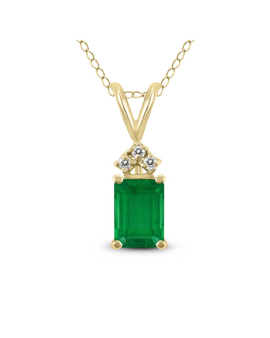 Gemstones 14k 0.43 Ct. Tw. Diamond & Emerald Necklace