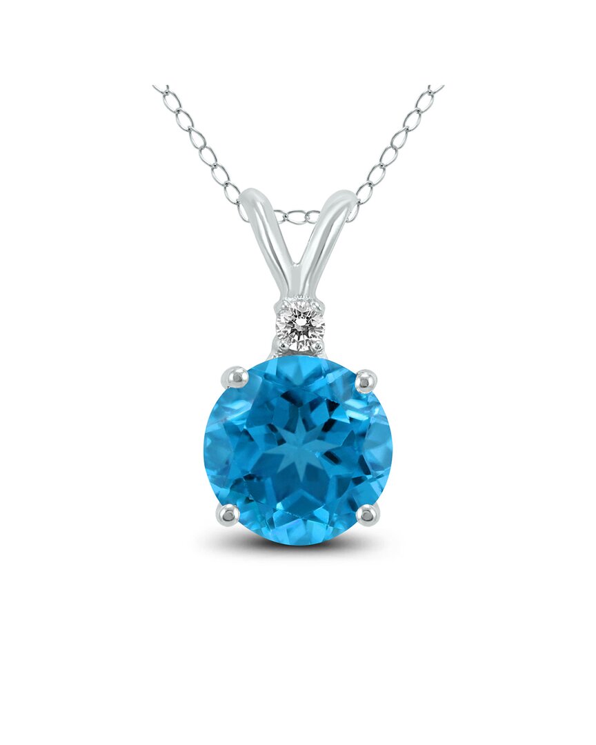 Gemstones 14k 1.13 Ct. Tw. Diamond & Blue Topaz Necklace