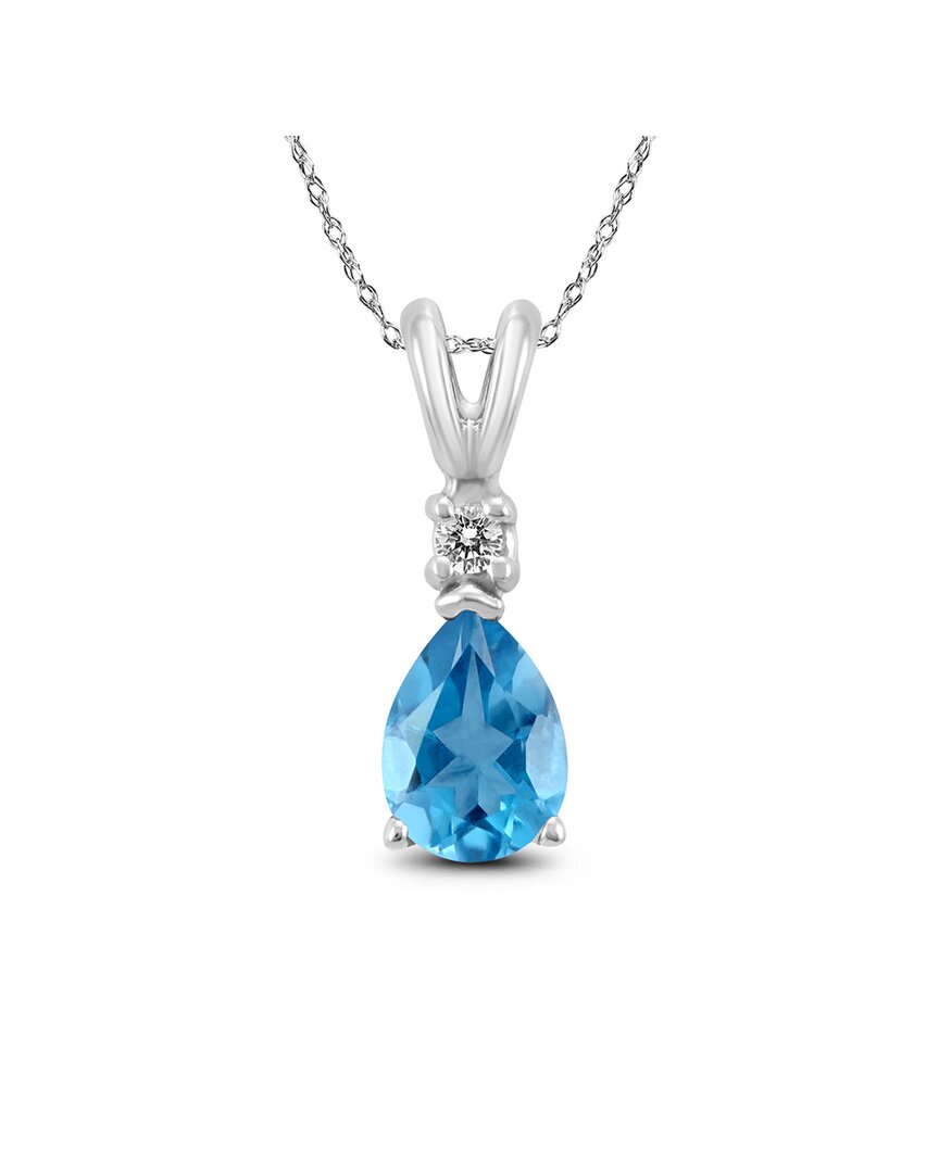 Gemstones 14k 0.83 Ct. Tw. Diamond & Blue Topaz Necklace