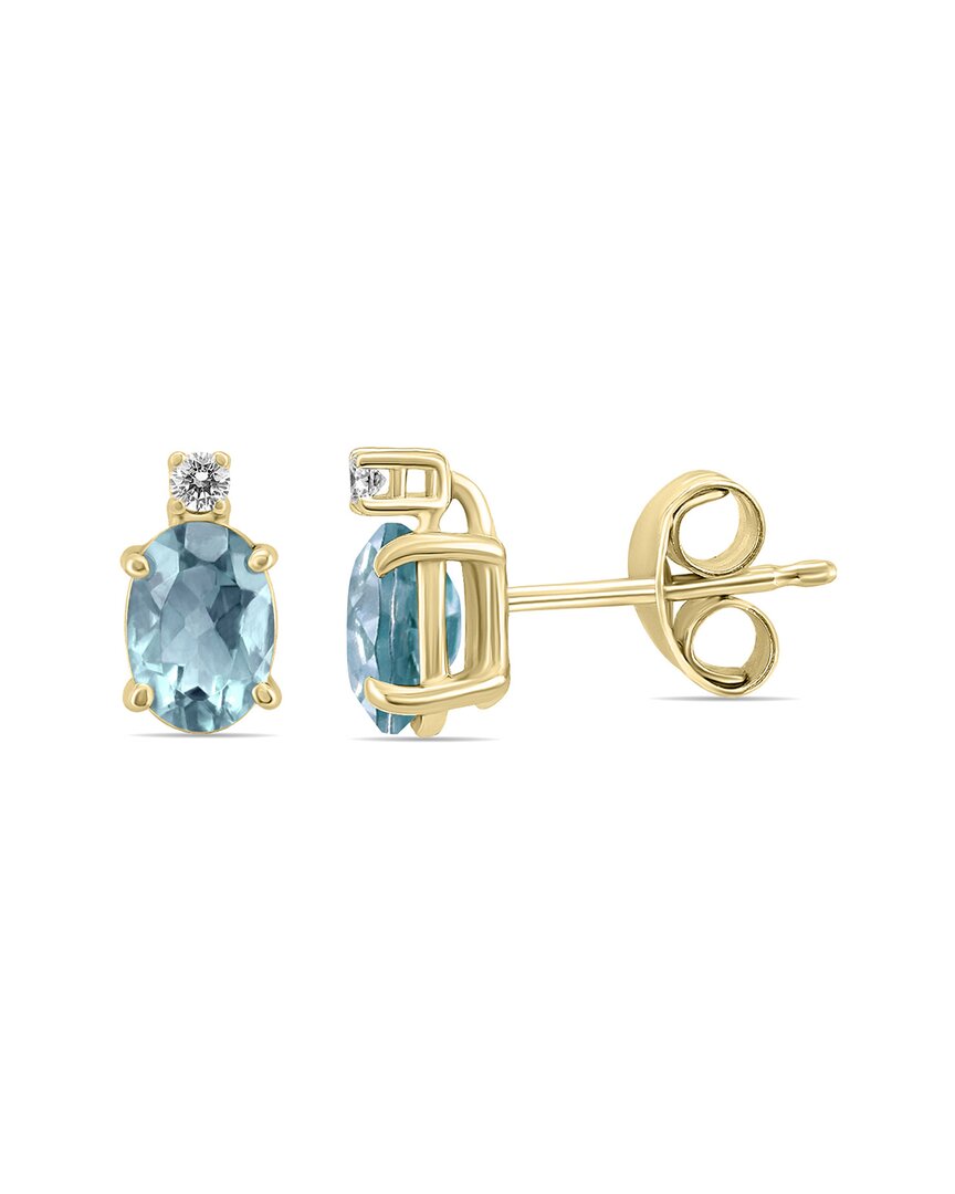 Gemstones 14k 0.48 Ct. Tw. Diamond & Aquamarine Earrings