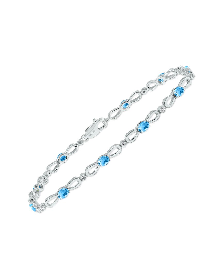 Gemstones Silver 1.61 Ct. Tw. Diamond & Blue Topaz Bracelet