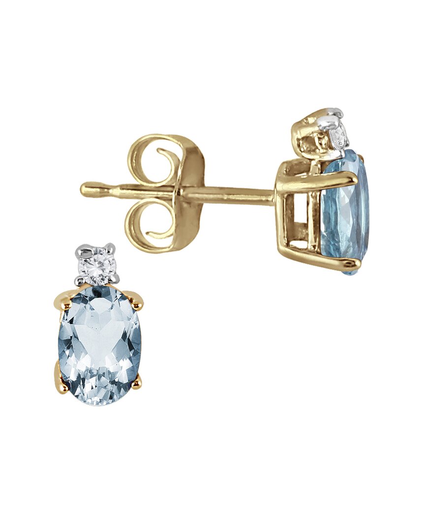 Gemstones 14k 0.05 Ct. Tw. Diamond & Aquamarine Earrings