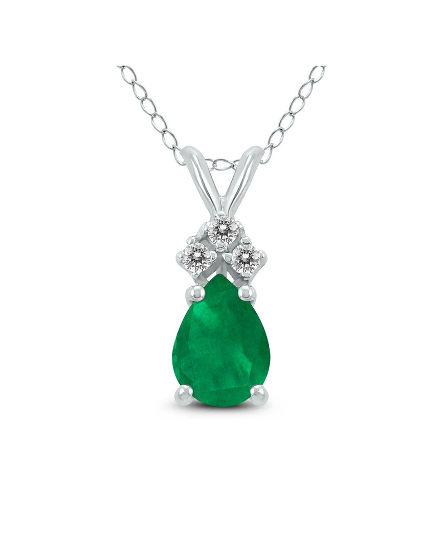 Gemstones 14k 0.25 Ct. Tw. Diamond & Emerald Necklace