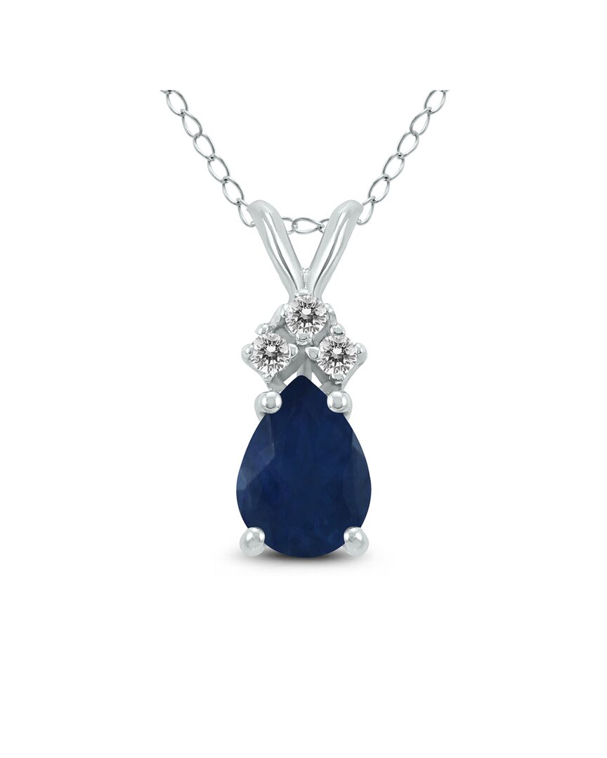 Gemstones 14k 0.29 Ct. Tw. Diamond & Sapphire Necklace