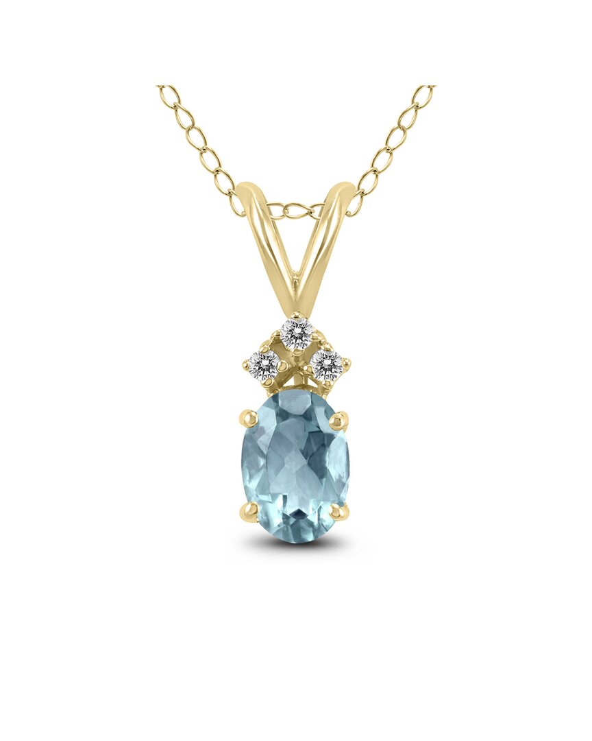 Gemstones 14k 0.28 Ct. Tw. Diamond & Aquamarine Necklace