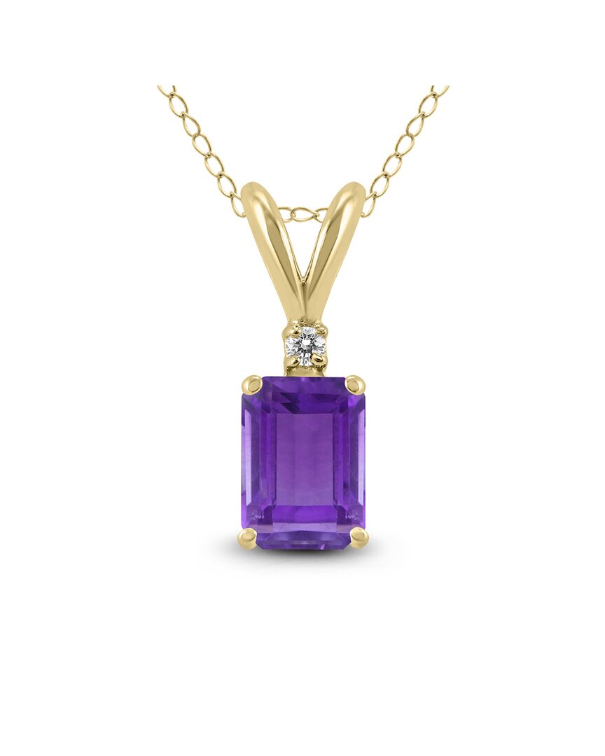 Gemstones 14k 0.42 Ct. Tw. Diamond & Amethyst Necklace In Purple
