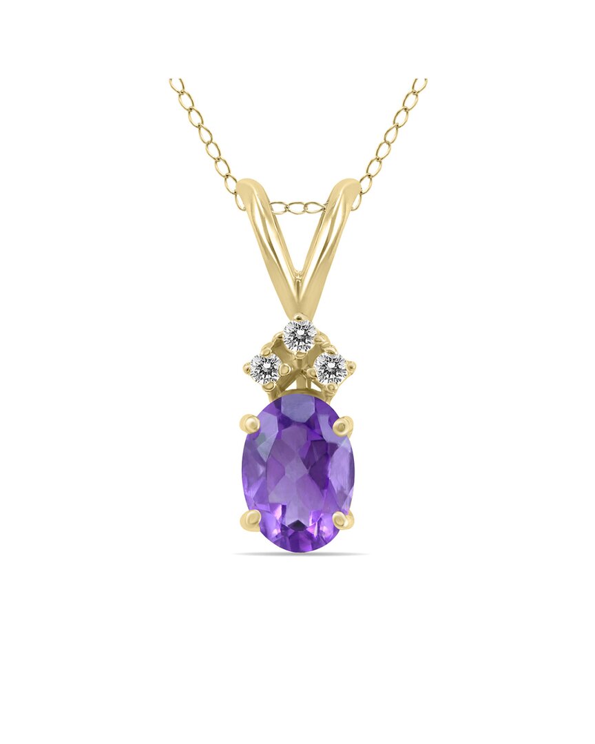 Gemstones 14k 0.06 Ct. Tw. Diamond & Amethyst Necklace