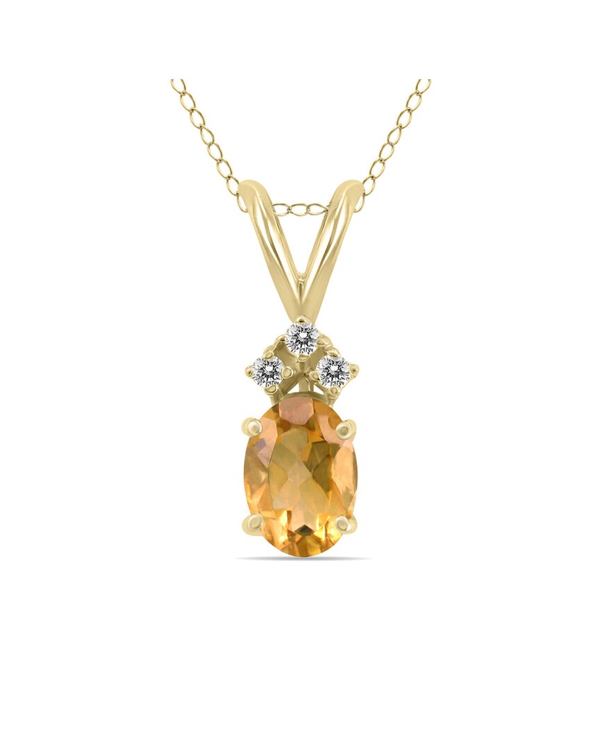 Gemstones 14k 0.56 Ct. Tw. Diamond & Citrine Necklace