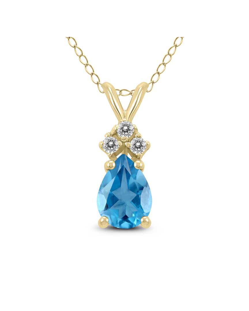 Gemstones 14k 0.53 Ct. Tw. Diamond & Blue Topaz Necklace In Gold