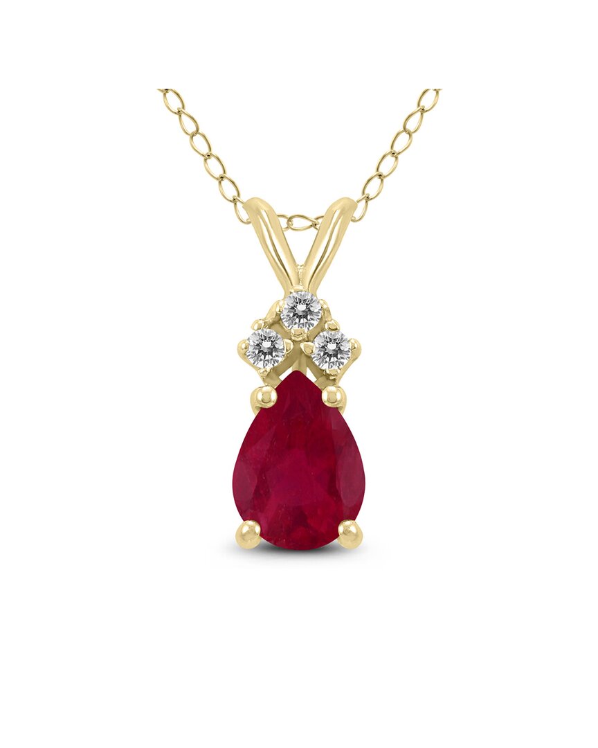 Gemstones 14k 0.31 Ct. Tw. Diamond & Ruby Necklace