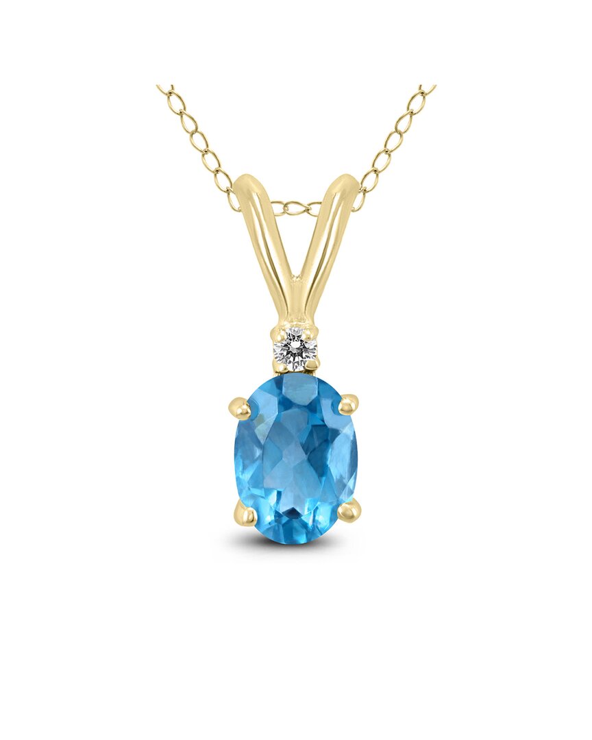 Gemstones 14k 0.82 Ct. Tw. Diamond & Blue Topaz Necklace