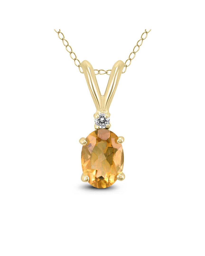 Gemstones 14k 0.87 Ct. Tw. Diamond & Citrine Necklace In Gold
