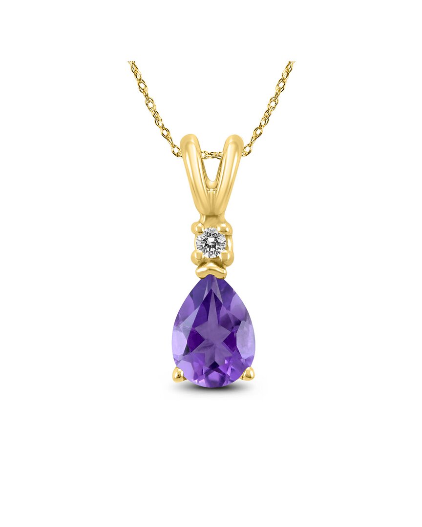 Gemstones 14k 1.07 Ct. Tw. Diamond & Amethyst Necklace