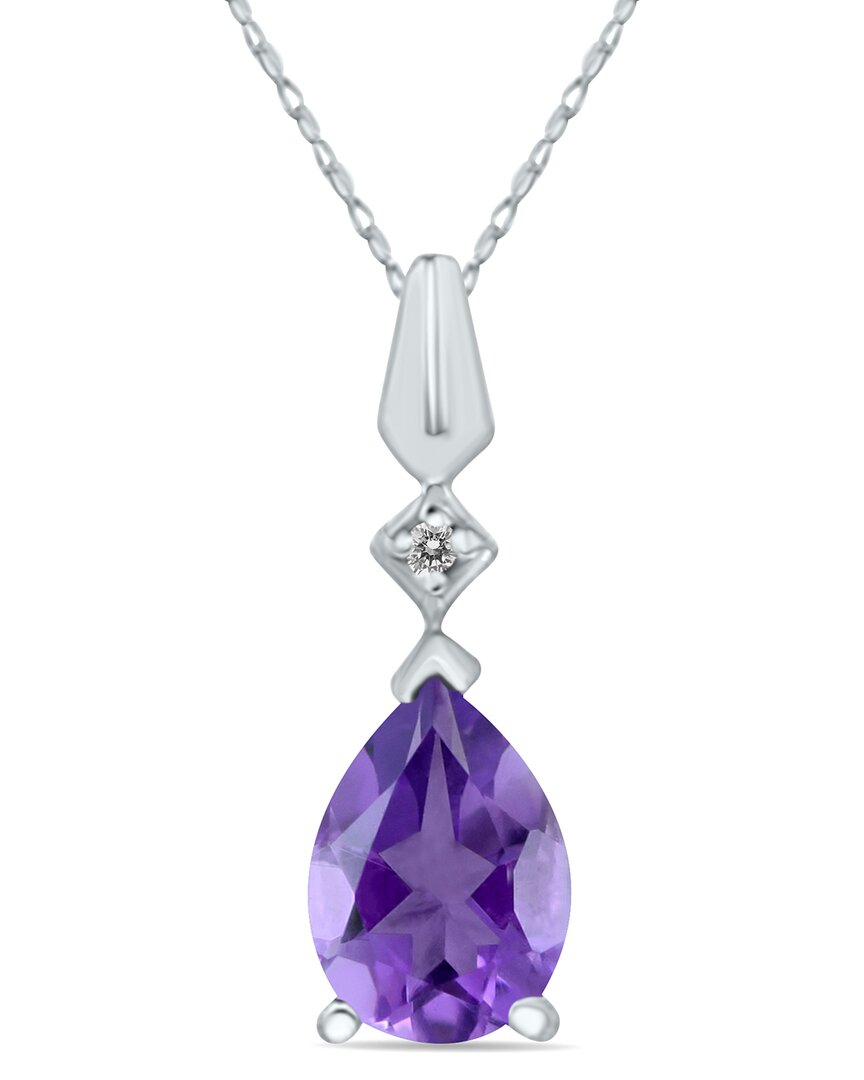 Gemstones 10k 0.96 Ct. Tw. Diamond & Amethyst Necklace
