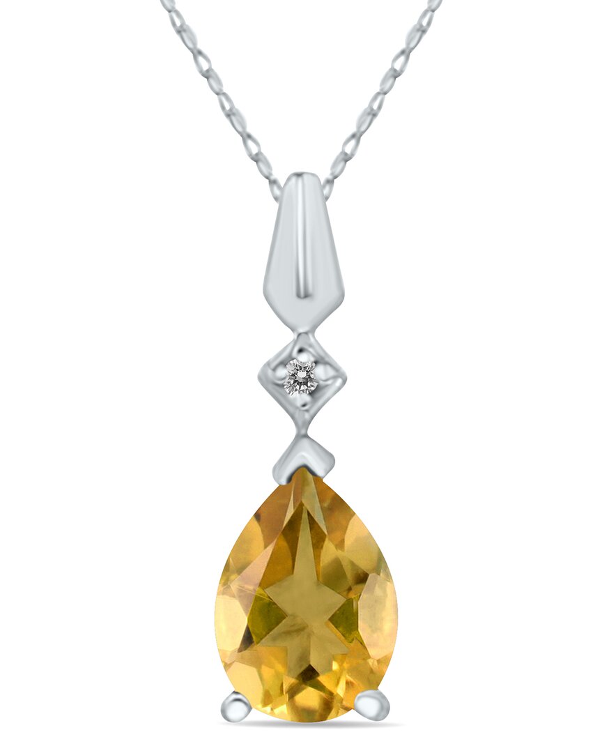 Gemstones 10k 0.96 Ct. Tw. Diamond & Citrine Necklace