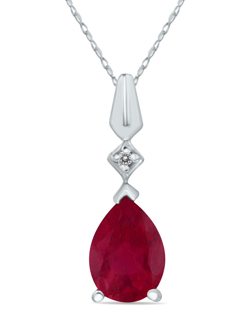Gemstones 10k 0.96 Ct. Tw. Diamond & Ruby Necklace