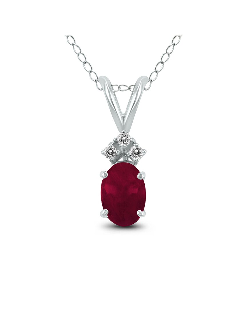 Gemstones 14k 0.33 Ct. Tw. Diamond & Ruby Necklace