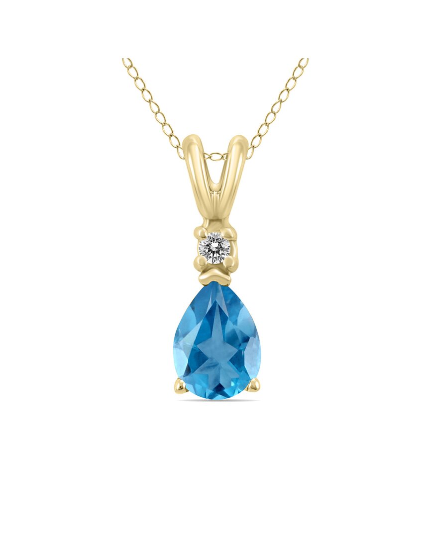Gemstones 14k 0.52 Ct. Tw. Diamond & Blue Topaz Necklace