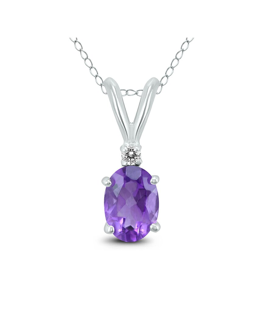 Gemstones 14k 0.57 Ct. Tw. Diamond & Amethyst Necklace