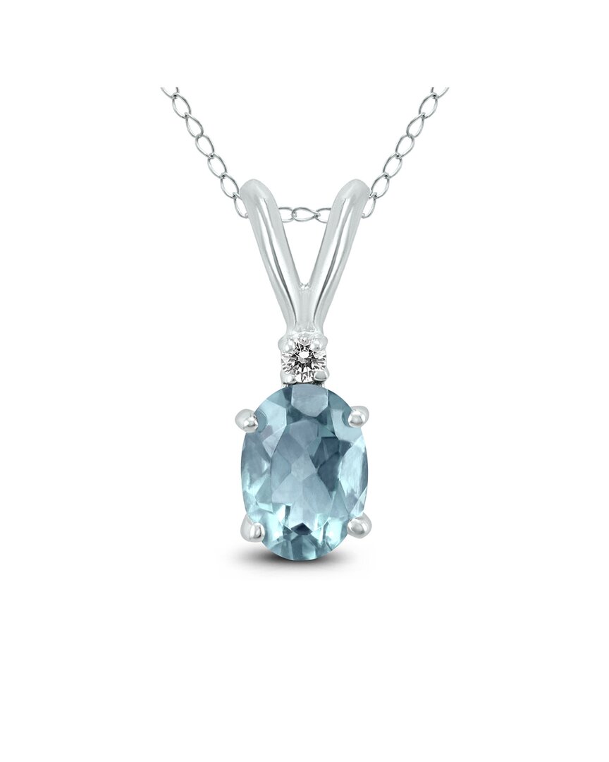 Gemstones 14k 0.47 Ct. Tw. Diamond & Aquamarine Necklace