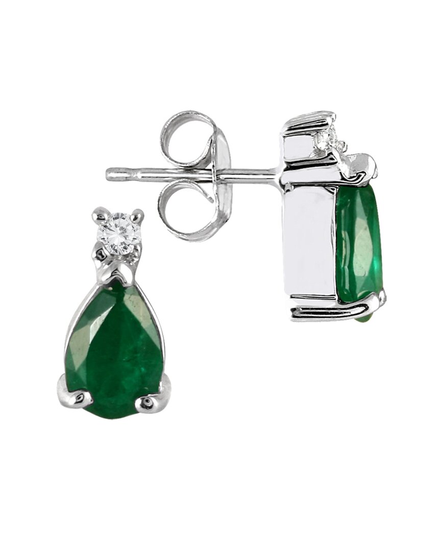 Gemstones 14k 0.95 Ct. Tw. Diamond & Emerald Earrings