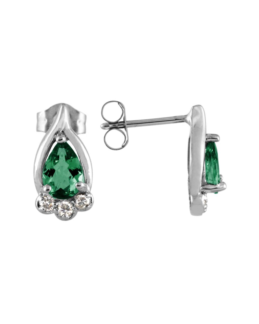 Gemstones 10k 0.81 Ct. Tw. Diamond & Emerald Earrings