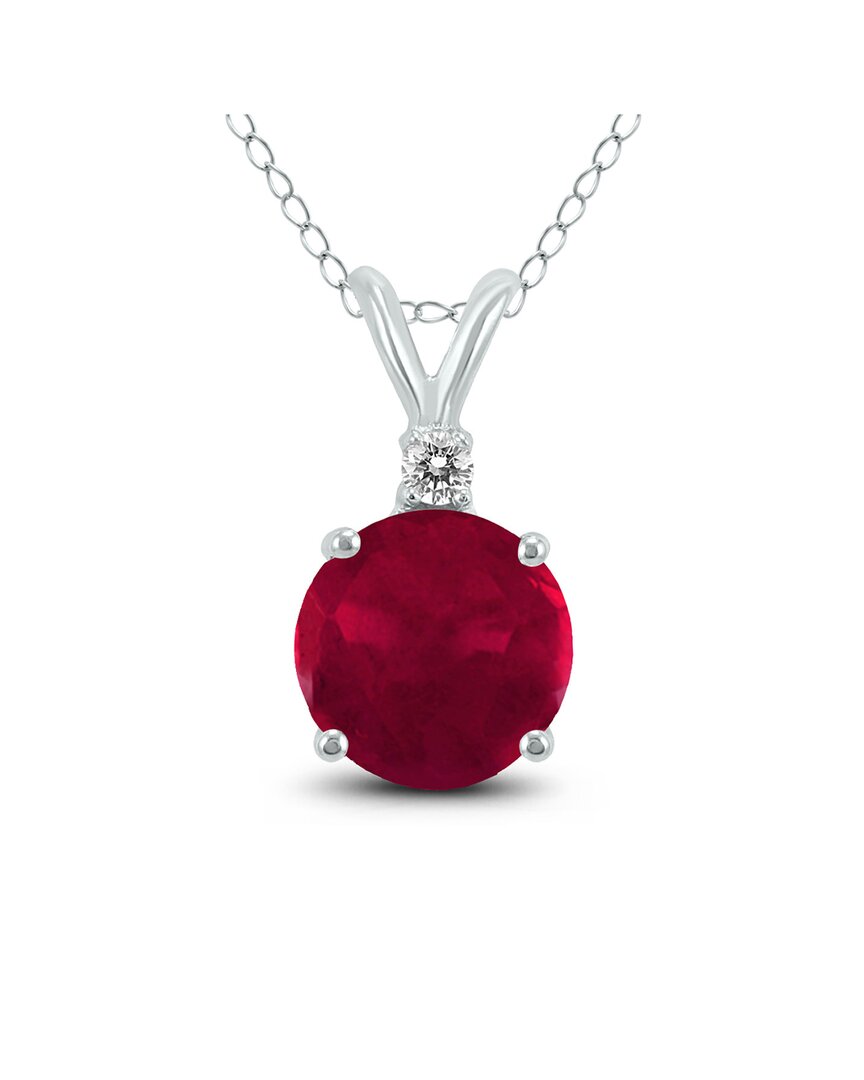 Gemstones 14k 0.42 Ct. Tw. Diamond & Ruby Necklace