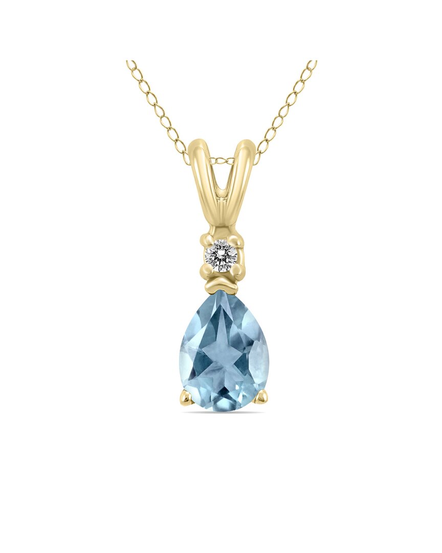 Gemstones 14k 0.22 Ct. Tw. Diamond & Aquamarine Necklace