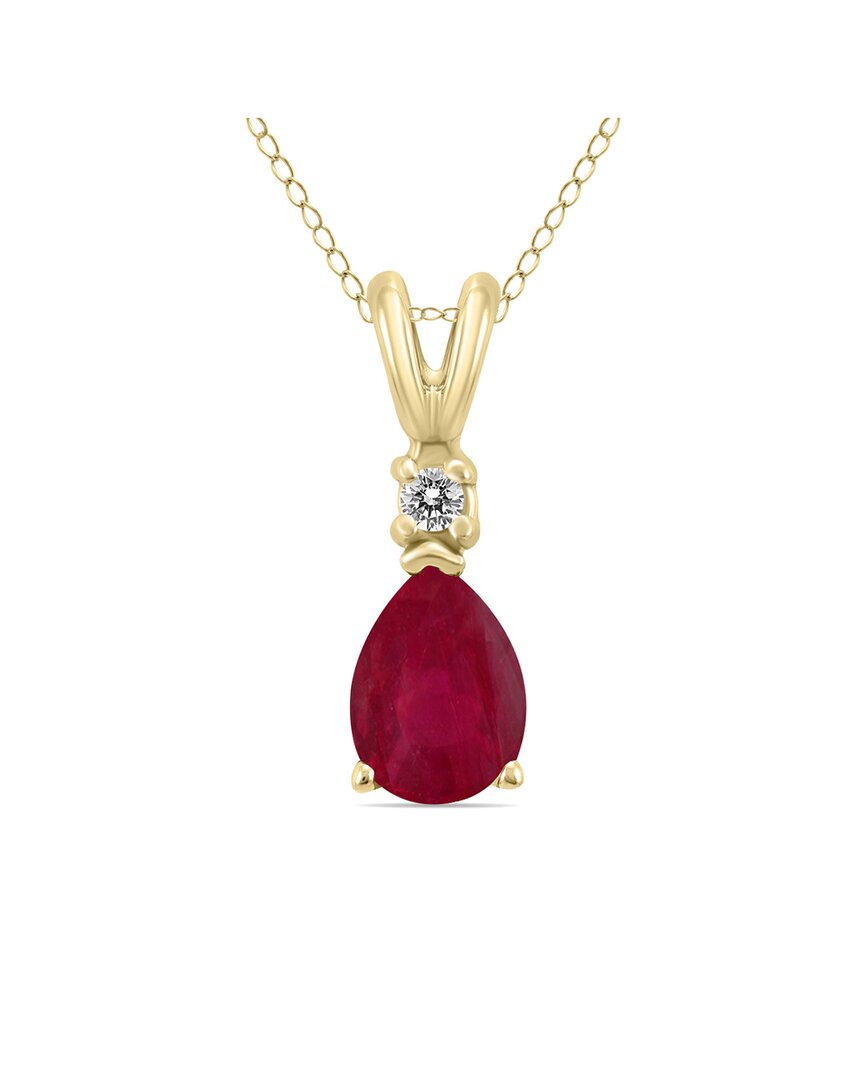 Gemstones 14k 0.30 Ct. Tw. Diamond & Ruby Necklace